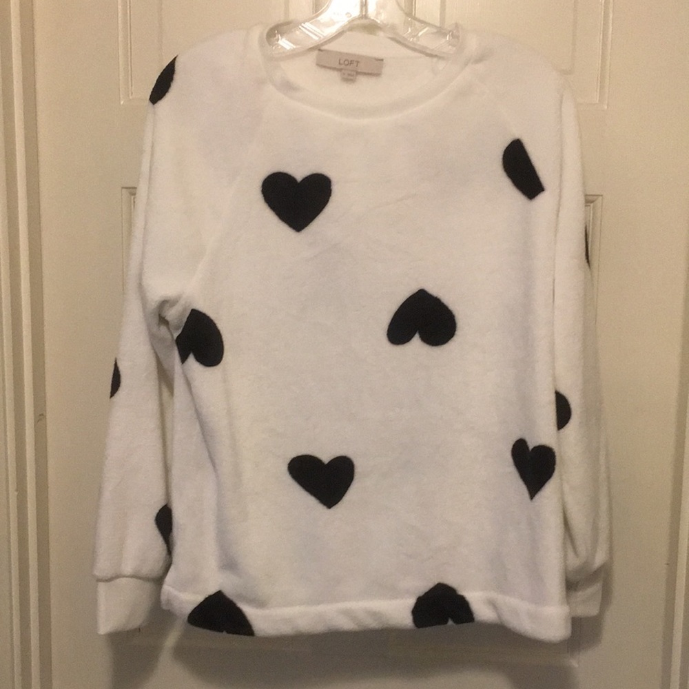 Loft Plush Fleece Heart Sweatshirt NWOT